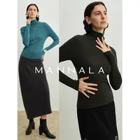 MANNALA丨“暖暖衫”精简新澳无缝精纺羊毛两翻领打底针织衫Q4210