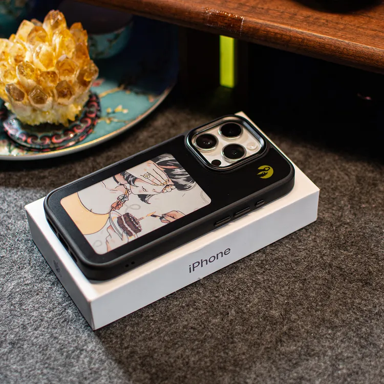 向鹅适用苹果16proMax 四色高清大屏智能显示屏墨水屏创意保护壳