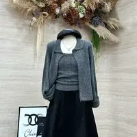 【柔织双搭】温柔慵懒风软糯显瘦一粒扣毛衣两件套-T668