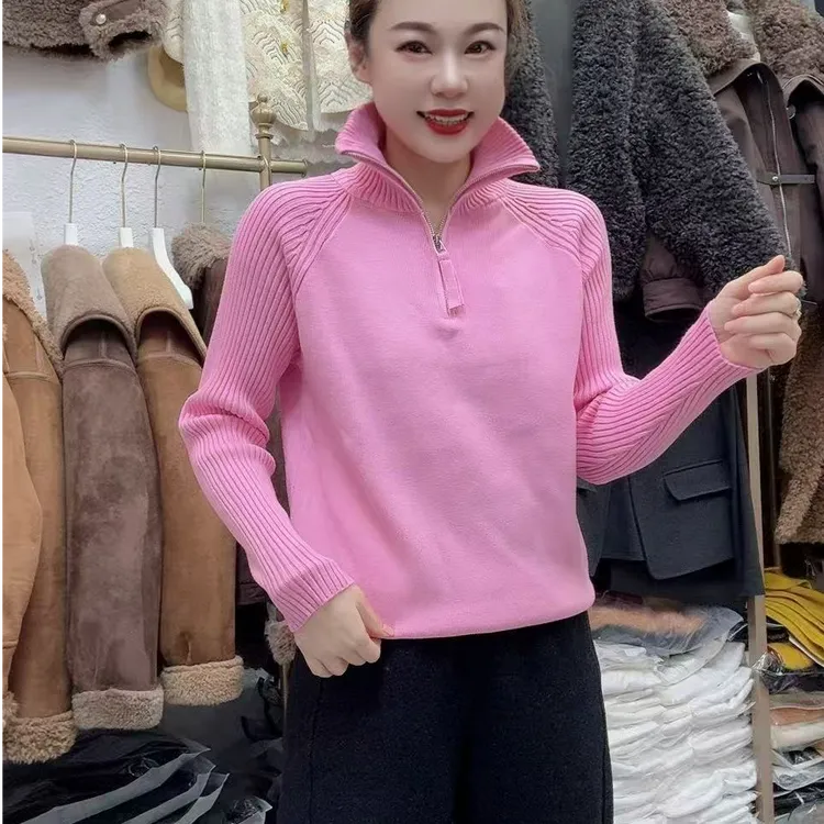 新款拉链毛 衣休闲百搭