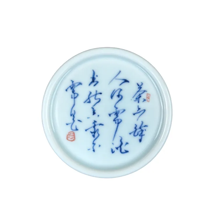 溪顺堂纯手工复古盖置手绘景德镇主人杯茶杯陶瓷柴窑青花瓷全手工