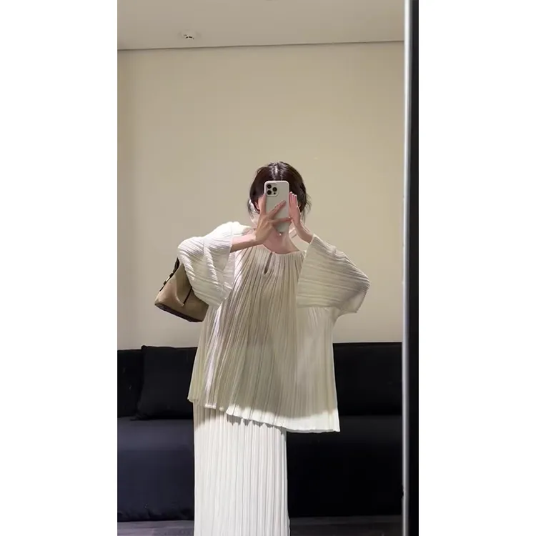 MARIE.COCO气质穿搭喇叭袖宽松长袖上衣女早秋季高腰显瘦半身长裙