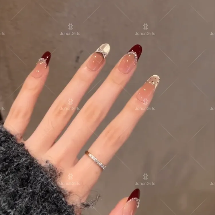 JohonGirls'/琴岛小嫚【如梦碎晶】气质法式美甲猫眼手工穿戴甲显白