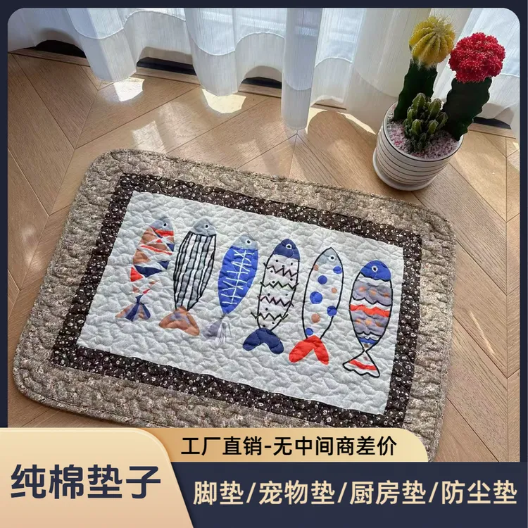厂家布艺地垫全棉绗缝门垫纯棉防滑浴室吸水脚垫厨房垫客厅脚踩垫