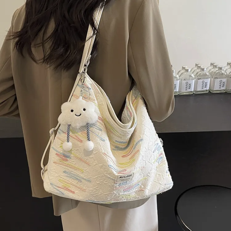 帆布包包女大容量2025新款小众布包单肩斜挎包三用背包通勤托特包