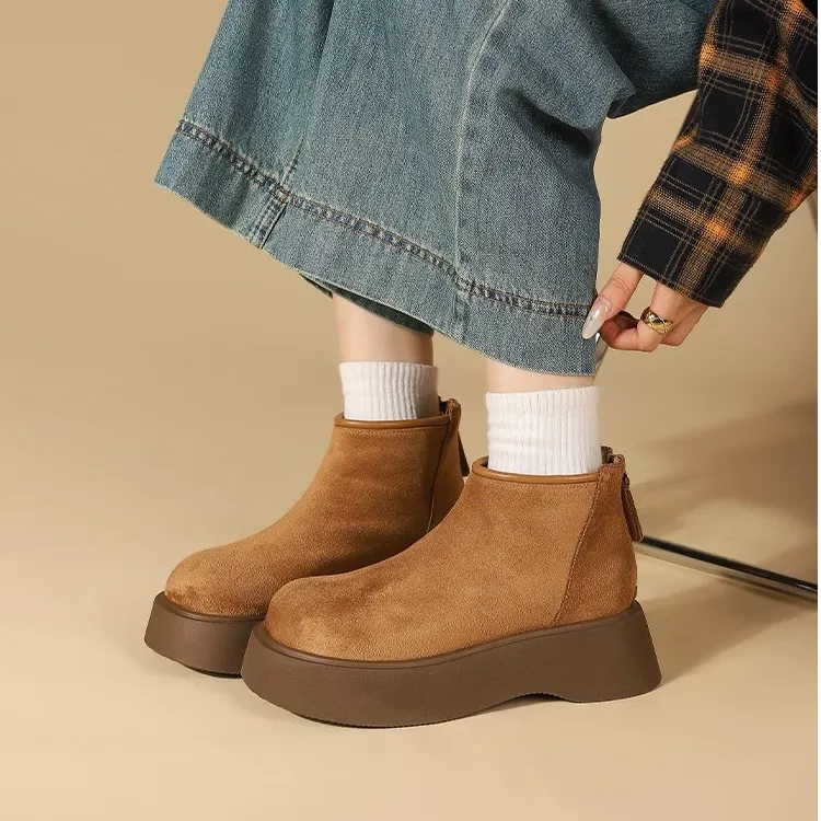 新2025秋冬英伦复古博肯鞋后拉链短靴女马丁靴