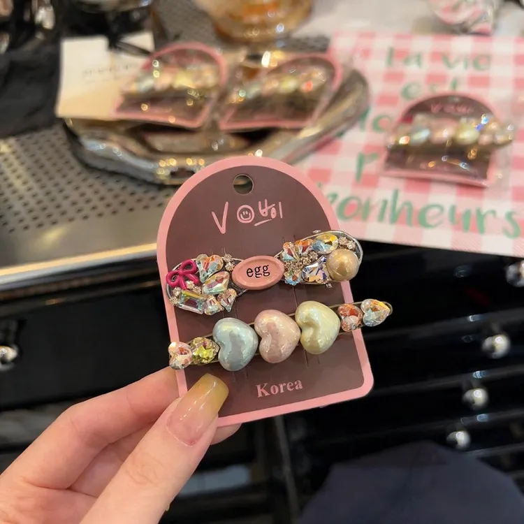 韩国东大门超精致蝴蝶结爱心发夹少女心甜美Ab版碎发夹头饰发饰品