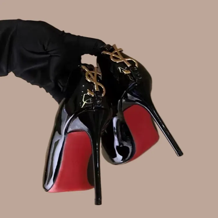 韩版漆皮高跟鞋女细跟2025春季新款尖头时尚通勤软皮舒适单鞋