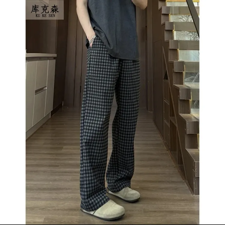 【现货+运险】美式复古格子裤男夏季潮牌cleanfit松弛感格纹休闲裤