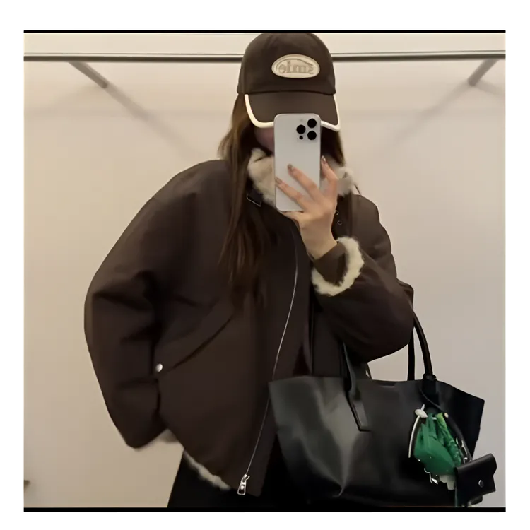 【双面穿】2025冬季宽松休闲仿水貂毛派克服两面穿高端皮草段外套女