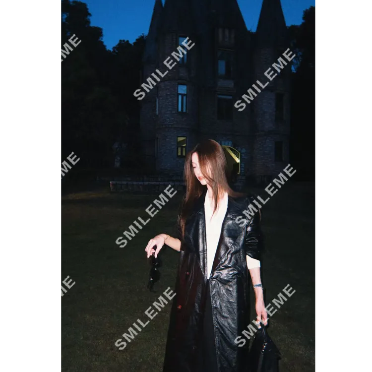 SMILEME【古典余韵】秋冬季PU混纺户外双排爆裂纹风皮衣MA01825410