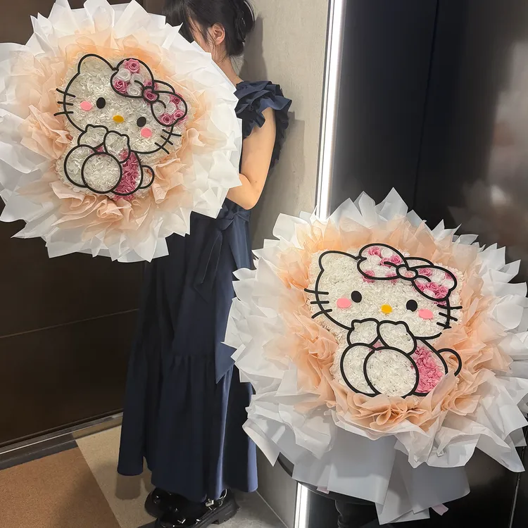 永生花Hellokitty凯蒂猫花束送女朋友闺蜜告白新款2025情人节礼物