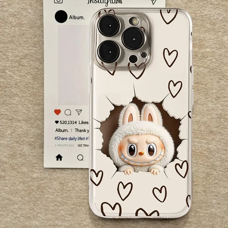 拉布布爱心适用苹果15/16promax手机壳vivo华为mate70小米14/13