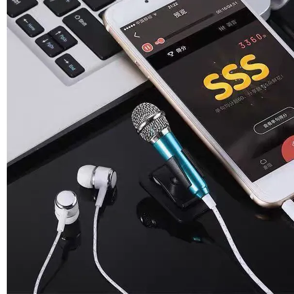 便携一体式圆孔手机麦克风可移动手持适合全民k歌话筒