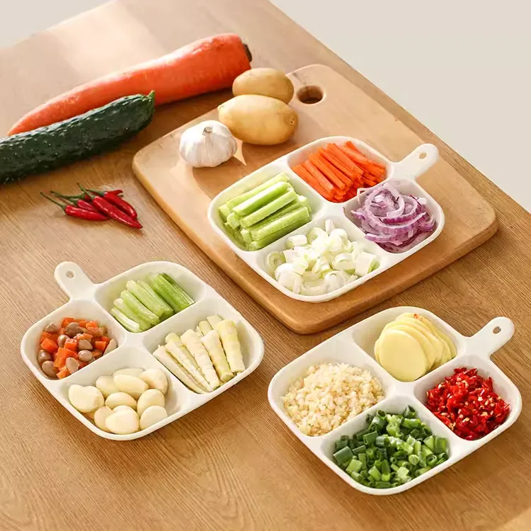 分格配菜厨房葱姜蒜收纳家用火锅四分格餐盘备菜蘸料餐具厨房好物