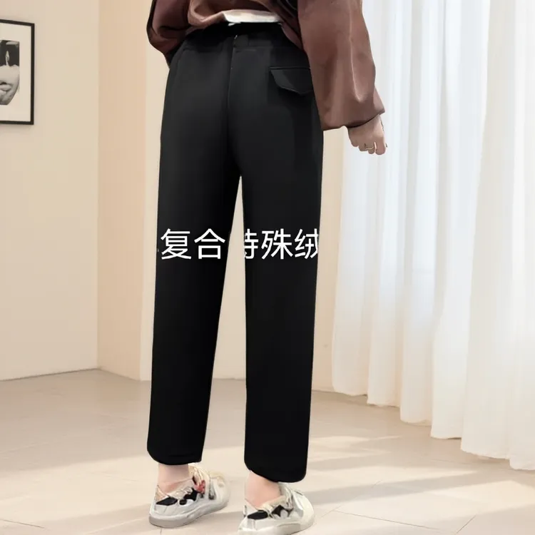 高品质冬季大码加绒加厚高腰显瘦休闲哈伦裤百搭长裤萝卜裤