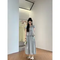 宿慕SUMU 花边短袖小衫＋半身裙两件套2025新款6-7时尚套装8725