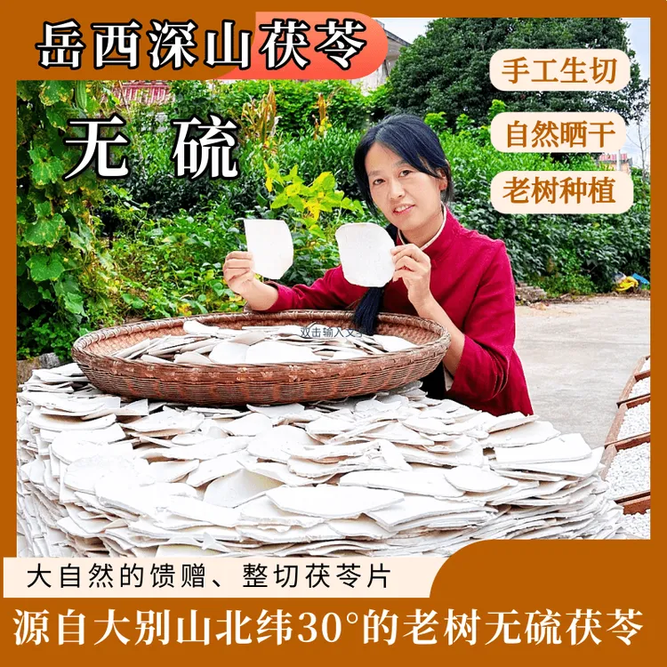 岳西茯苓深山老树无硫茯苓片手工生切生晒大薄片大别山白茯苓干货