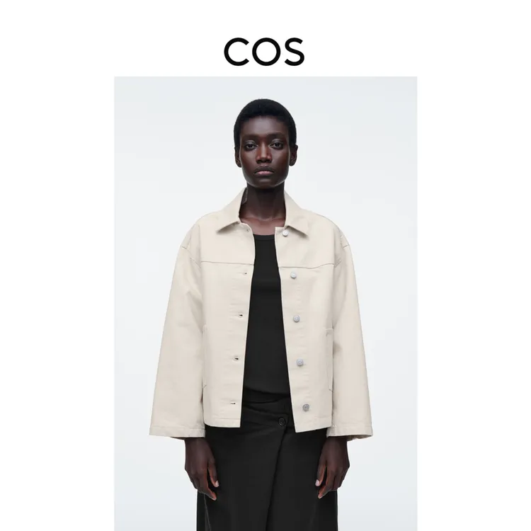 COS女装 休闲版型牛仔夹克外套米色2025春季新品1290079001