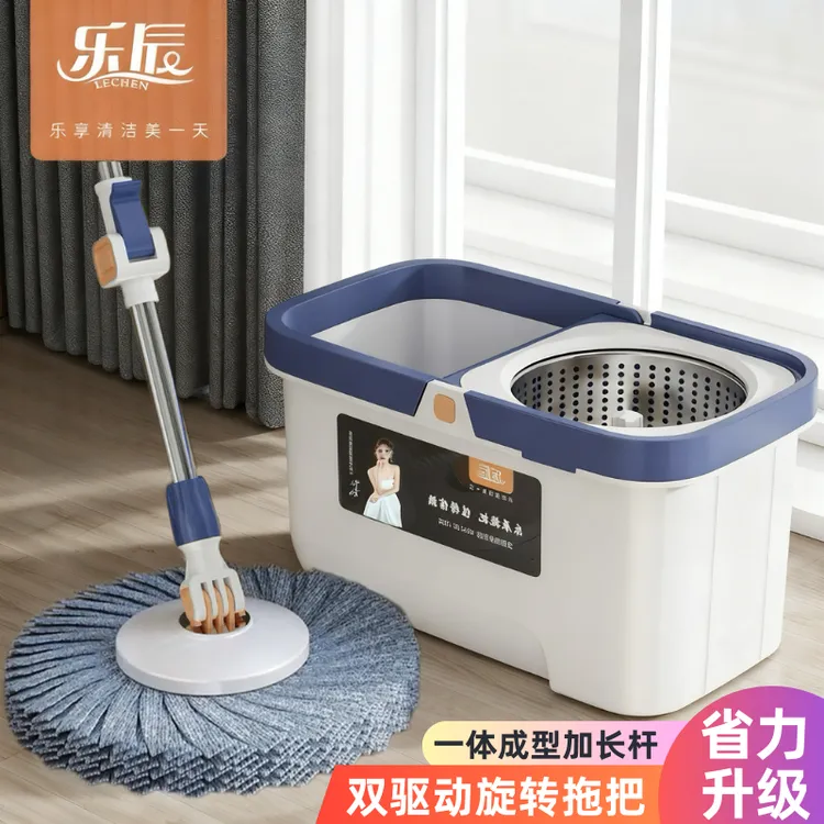免手洗一体杆升级款360度旋转拖把家用离心甩干清洁神器加大棉头