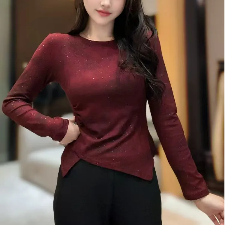 『FanXi』秋冬季扎染不规则长袖打底设计感时尚气质显瘦百搭长袖女