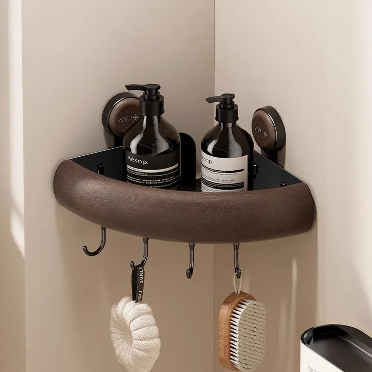 洛诺兔中古风吸盘置物架浴室卫生间墙上三角架免打孔壁挂式收纳架