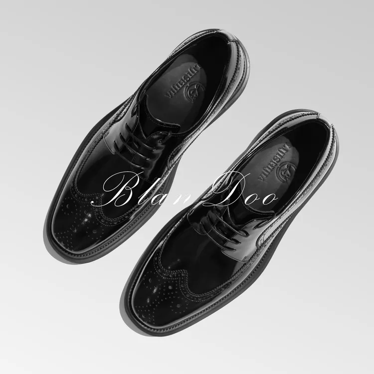 BLANDOO "痞帅英伦" 男士轻奢布洛克雕花免打油休闲皮鞋2BD03D3