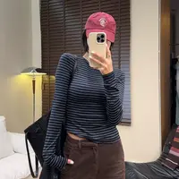 女士打底衫新款 内搭洋气打底衫‘’正肩条纹‘’桑蚕丝羊毛打底衫 