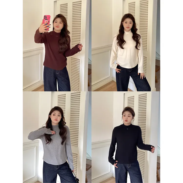 裂渡宣宣【日常好穿】半高领正肩上衣女冬百搭显瘦打底衫ZY509R14