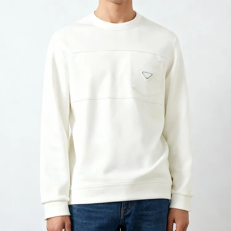 重磅空气层休闲圆领拼接卫衣2025秋冬新款三角标宽松百搭内搭上衣