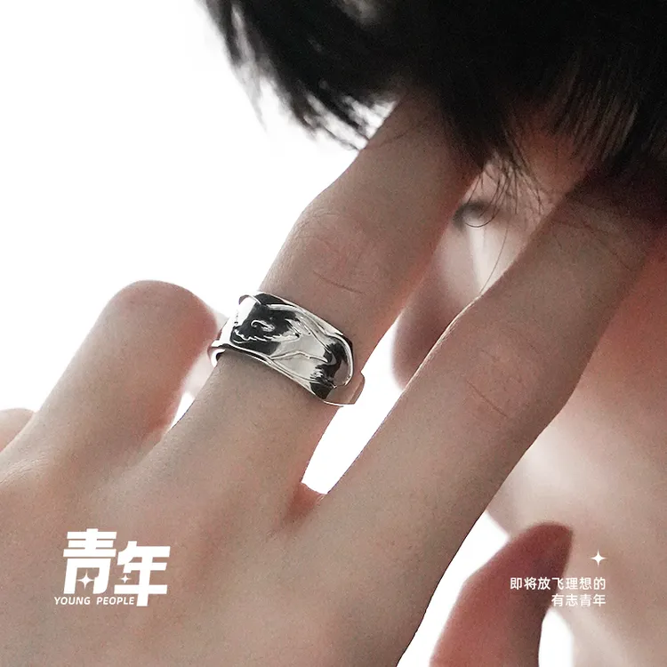 黄铜戒指 青年-原创《潜龙》东方龙形设计戒指男时尚百搭小众开口戒