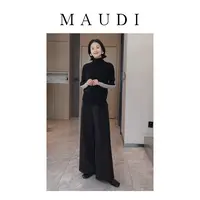 MAUDI暮光叙事上衣女2025秋冬新款拼色高领长袖羊毛针织衫女8232