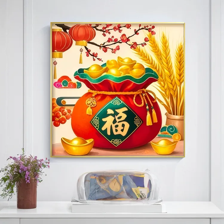 美初十字绣新款福袋子代代福麦穗元宝客厅过道装饰十字绣