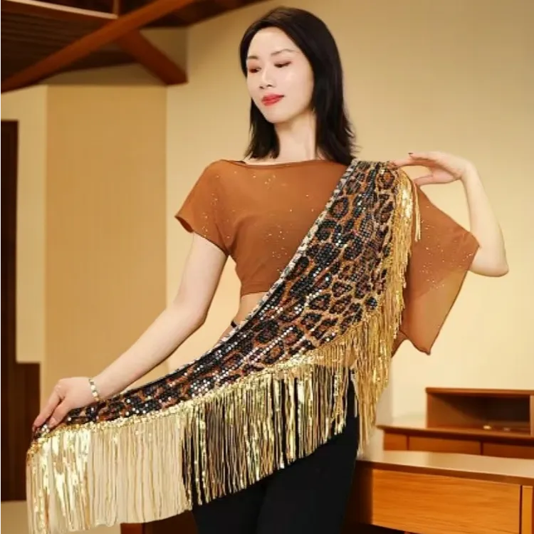 【粉丝专属】新款豹纹亮片流苏舞蹈臀巾腰链时尚高级感肚皮舞配饰