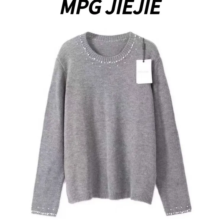 MPG JIEJIE【珍奢之美】25早秋绵羊毛领口珠珠点缀毛衣