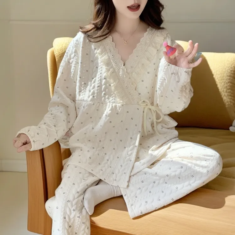 秋冬季月子服大码加厚空气棉产后喂奶孕妇睡衣产妇哺乳家居服套装