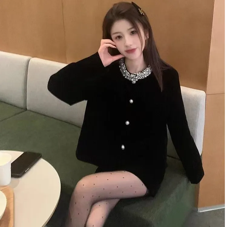 【千金小姐】法式名媛时尚气质高级感黑色小香风显瘦两件套