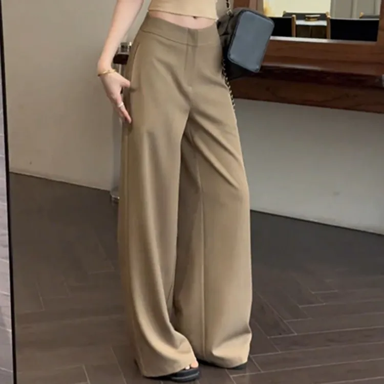 韩系春夏季新款西装裤女中高腰设计感百搭修身宽松阔腿长裤修身