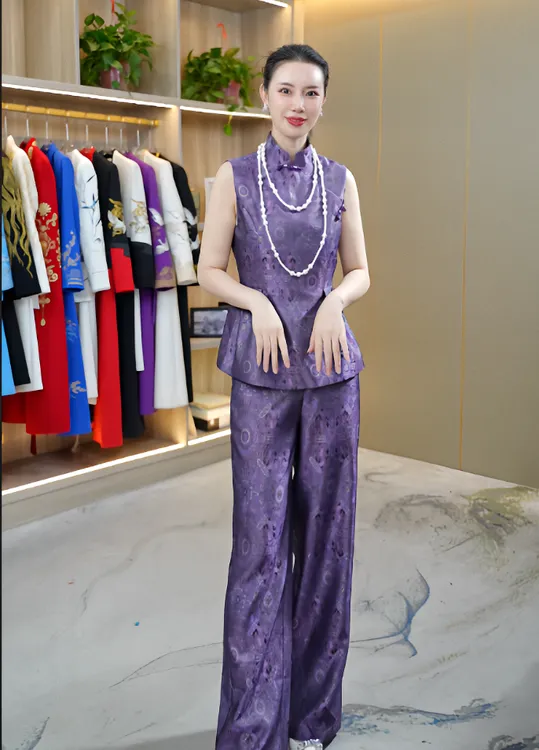 （BYGB【锦上织梦】）2025夏季新中式宋锦马甲显瘦气质套装