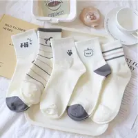 白色袜子女秋季中筒袜ins潮日系可爱小熊运动长袜甜美透气百搭