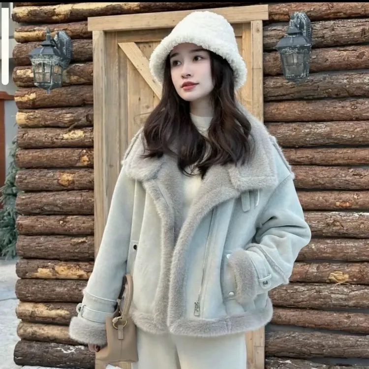 2025冬季新款通勤高端设计感百搭加绒加厚机车服外套女拉链款005