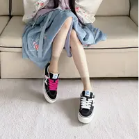 顽刻ollieskate经典黑白春季校园风W翻毛皮拼接男女国潮滑板鞋