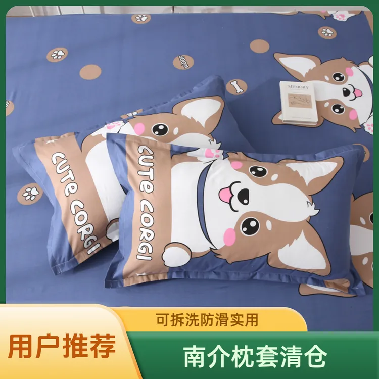 简约风可拆洗通用合格品磨毛枕套头枕可爱印花枕头套防滑套枕