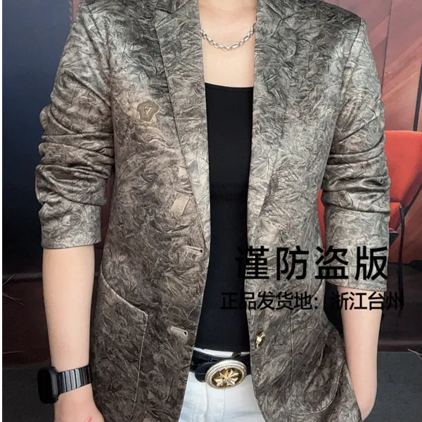 【双蝉男装】新款加绒潮流小西装不褪色修身型男士百搭长袖西服