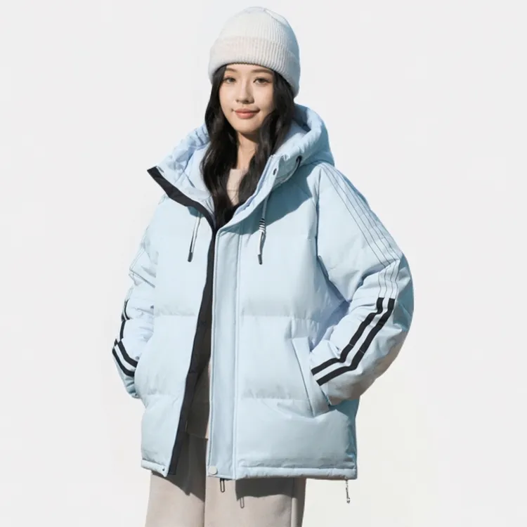 纪诗哲女装时尚连帽休闲羽绒服女新款冬季白鸭绒宽松保暖防寒外套