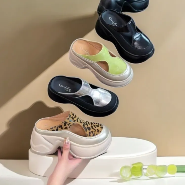 千之恋C增高8CM2025夏季新款轻奢爆款软底透气百搭拖鞋女鞋外穿