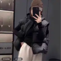 连帽欧美风情侣棉马甲马夹冬季宽松免烫休闲立领短款