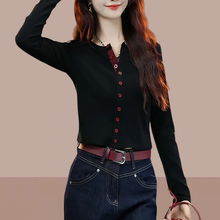 春季保暖针织衫女时尚气质上衣慵懒风时髦洋气小个子内搭长袖T恤