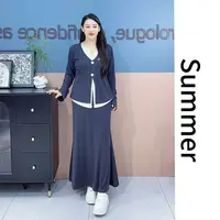 彩序坊  韩系御姐范儿时尚百搭拼接上衣半身裙两件套988389
