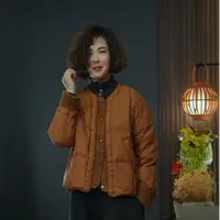 条绒拼接圆领短款保暖时尚休闲冬季显瘦百搭白鸭绒秋冬90羽绒服